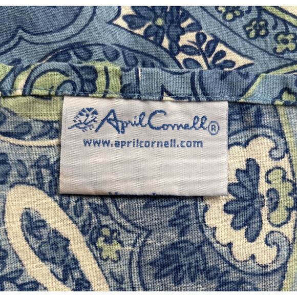 April Cornell napkins (4) blue & sage green paisley print squares 100% cotton - Picture 2 of 6